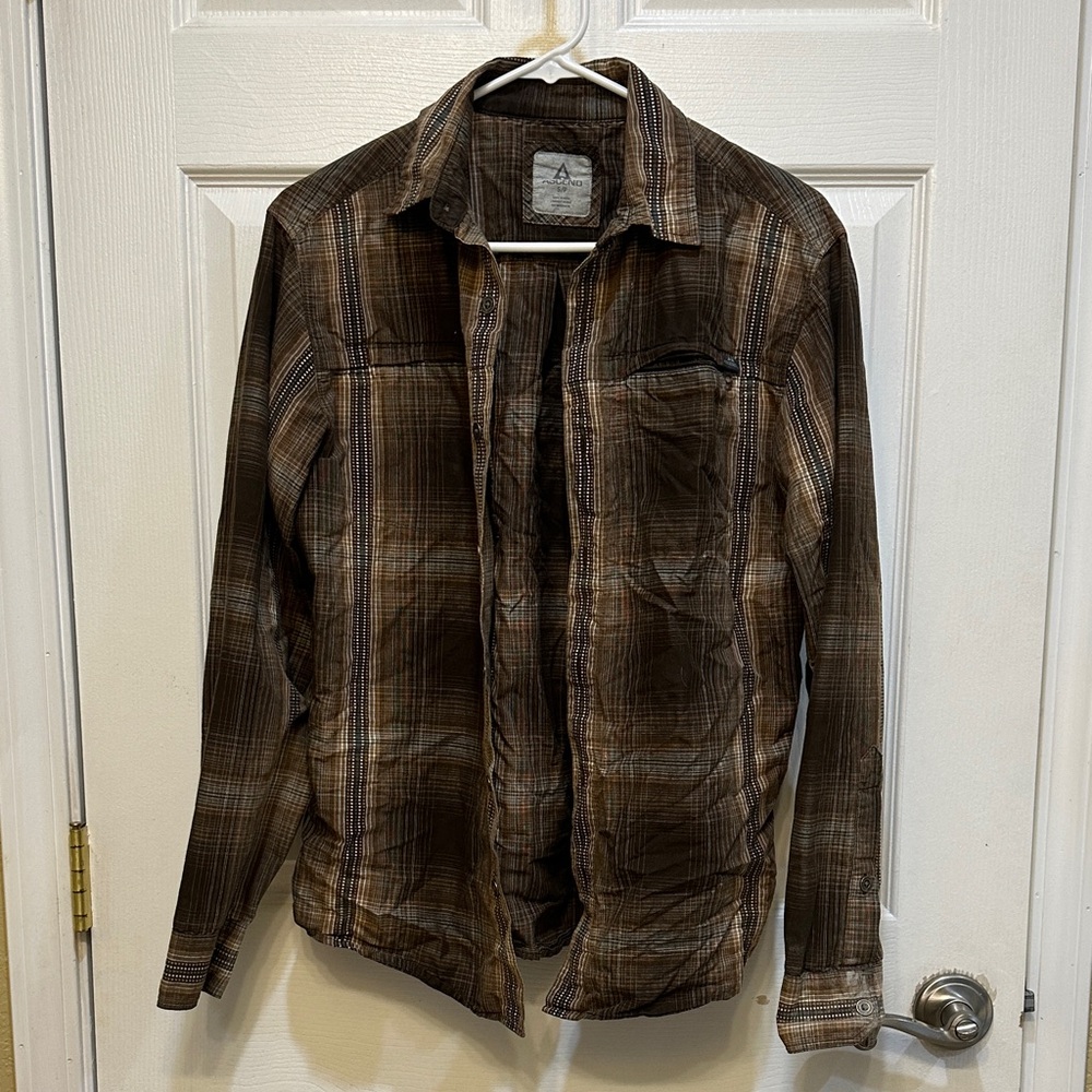Ascend Men's Brown Plaid Shirt Jacket